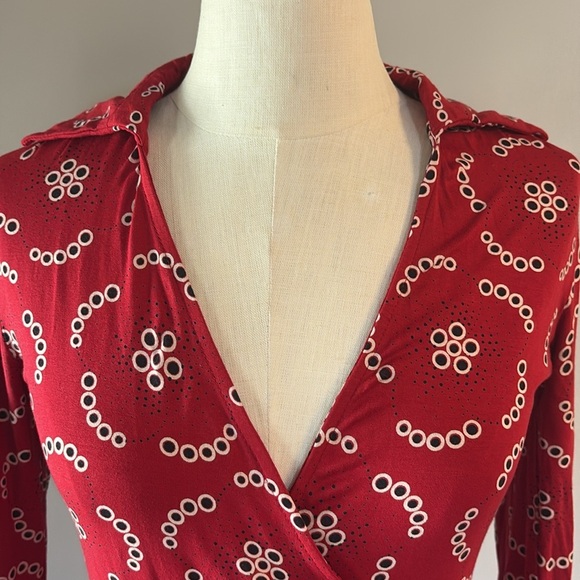 Mango Red Long Sleeve Wrap Dress - Picture 4 of 10